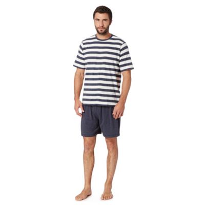 Maine New England Navy cotton blend striped t-shirt and shorts loungewear set